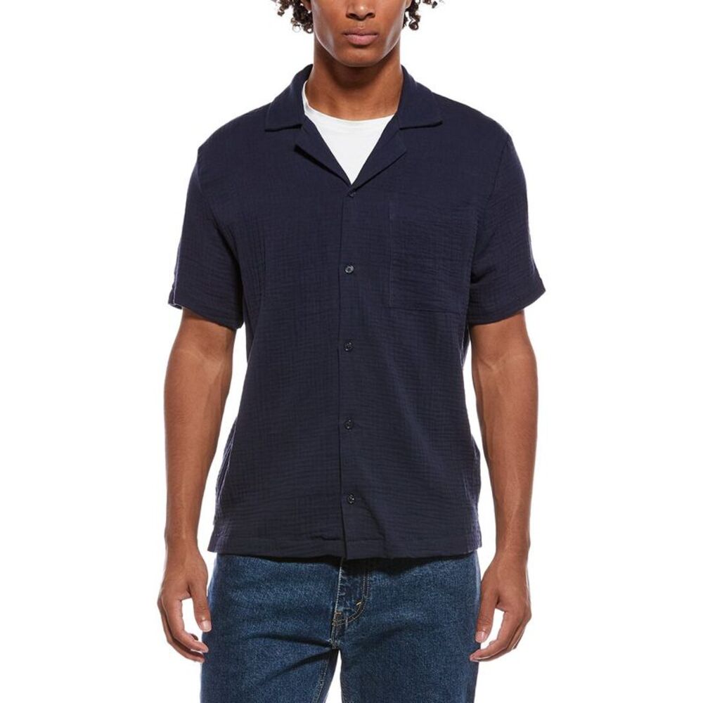 Joe's Jeans Mens  Gauze Camp Collar Shirt, Navy